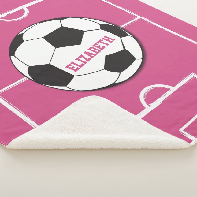 Manta Sherpa Pelota de fútbol personalizada y rosa de campo (3/4)