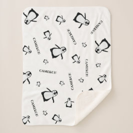 Manta Sherpa Penguín blanco negro