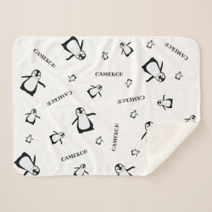 Manta Sherpa Penguín blanco negro