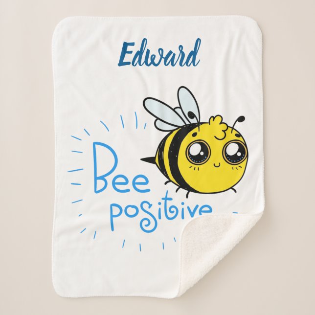 Manta Sherpa Pensamiento positivo de abeja positiva (Anverso)