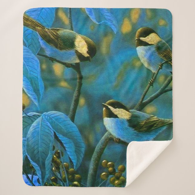 Manta Sherpa Pequeñas aves amarillas (Anverso)