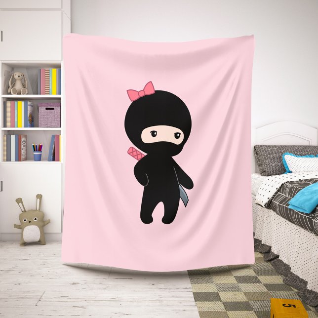 Manta Sherpa Pequeño Chica Ninja en rosa (Subido por el creador)