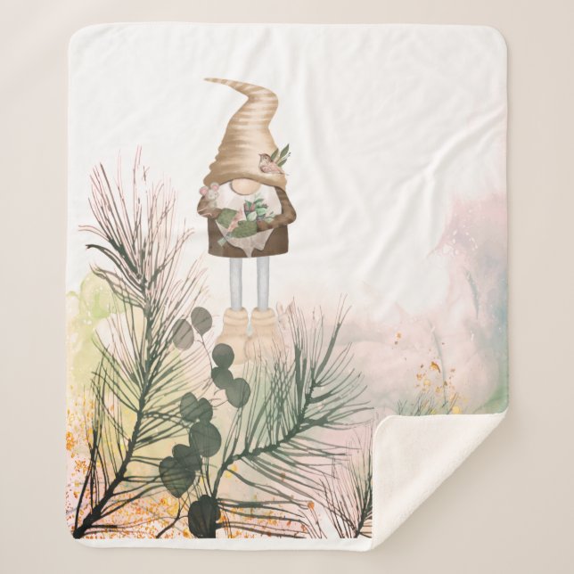 Manta Sherpa Pequeño Jardín Gnome Jardinería Naturaleza Arte (Anverso)