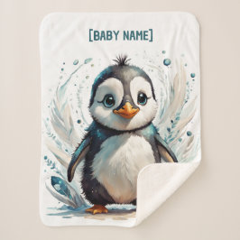 Manta Sherpa Pequeño pingüino personalizado