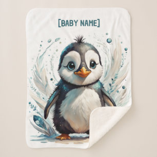 Manta Sherpa Pequeño pingüino personalizado
