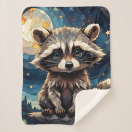 Manta Sherpa Pequeño Raccoon Nocturno Cielo Manchado Vidrio