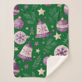 Manta Sherpa Pequeño Sherpa Blanket - Púrpura Navidad Bells y S