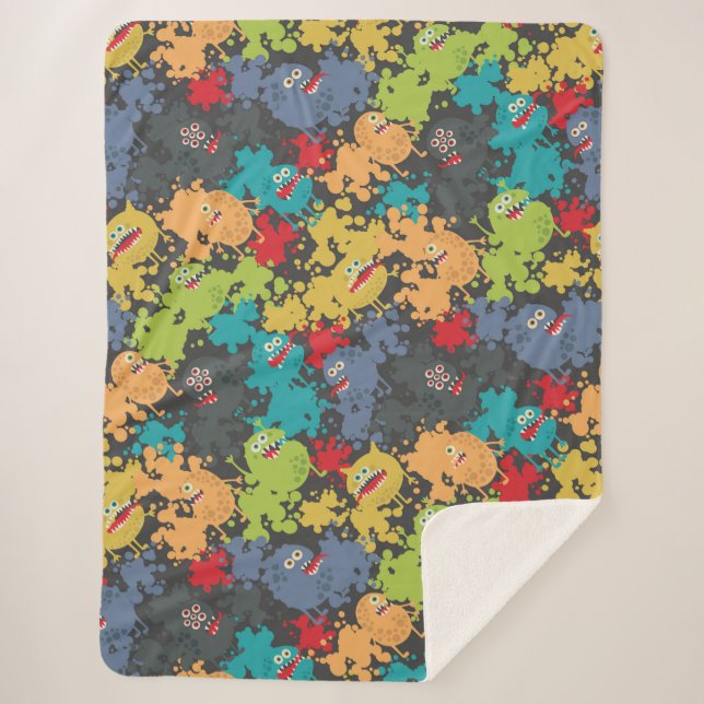 Manta Sherpa Pequeños monstruos graciosos (Anverso)