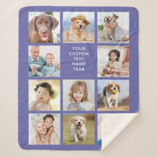 Manta Sherpa Periwinkle personalizado de moda de 11 Collages de