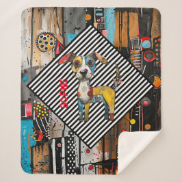 Manta Sherpa Perro abstracto personalizado