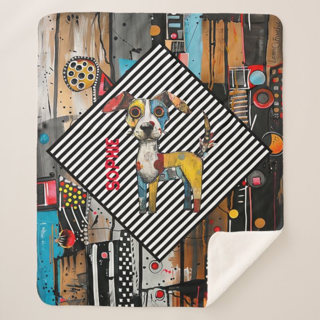 Manta Sherpa Perro abstracto personalizado (Anverso)