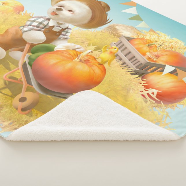 Manta Sherpa Perro agricultor con calabaza (3/4)