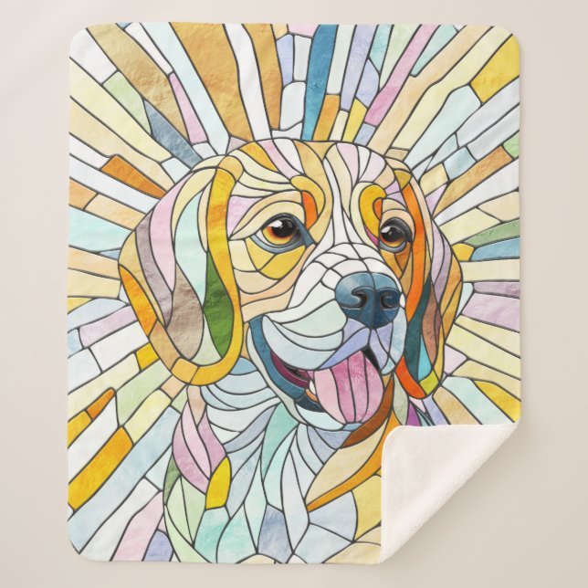 Manta Sherpa Perro Beagle - Arte Mosaico colorido (Anverso)