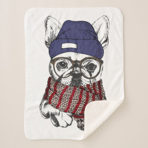 Manta Sherpa Perro Bull francés Hipster