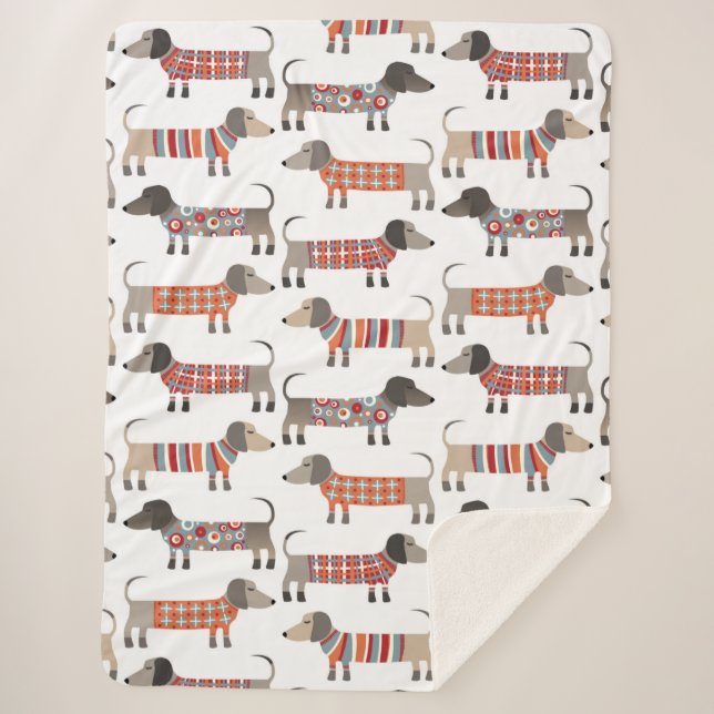Manta Sherpa Perro Dachshund Sausage (Anverso)