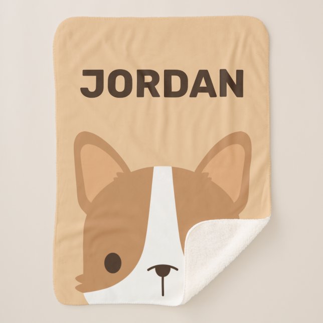 Manta Sherpa Perro de Corgi con nombre personalizado (Anverso)