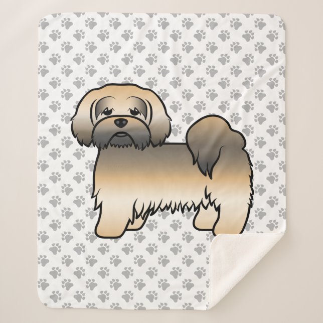 Manta Sherpa Perro de dibujos animados Lhasa Apso Sable Dorado  (Anverso)