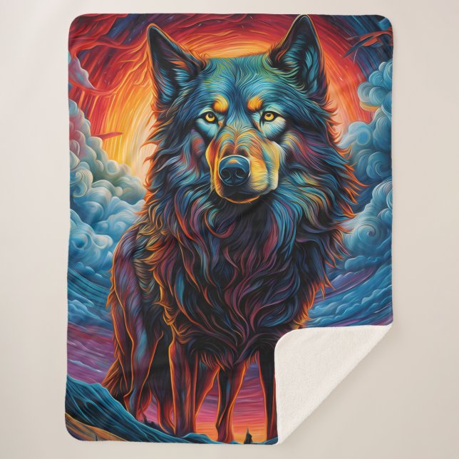 Manta Sherpa Perro de lobo artístico (Anverso)