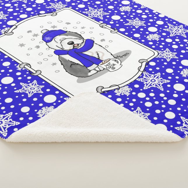 Manta Sherpa Perro de perro de perro de perro viejo inglés azul (3/4)