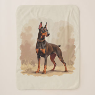 Manta Sherpa Perro Doberman Pinscher Marrón Óxido Rojo
