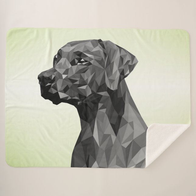 Manta Sherpa Perro geométrico gris verde (Anverso (horizontal))