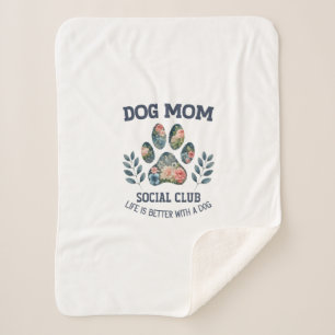 Manta Sherpa Perro Mom Paw Floral