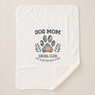 Manta Sherpa Perro Mom Paw Floral
