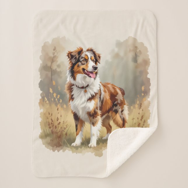 Manta Sherpa Perro Pastor Australiano Merle Rojo Aussie (Anverso)