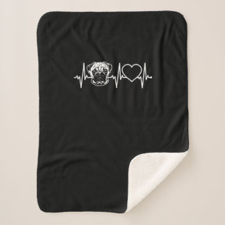 Manta Sherpa Perro pug Cute Dog Heartbeat Lovely Pug Dog
