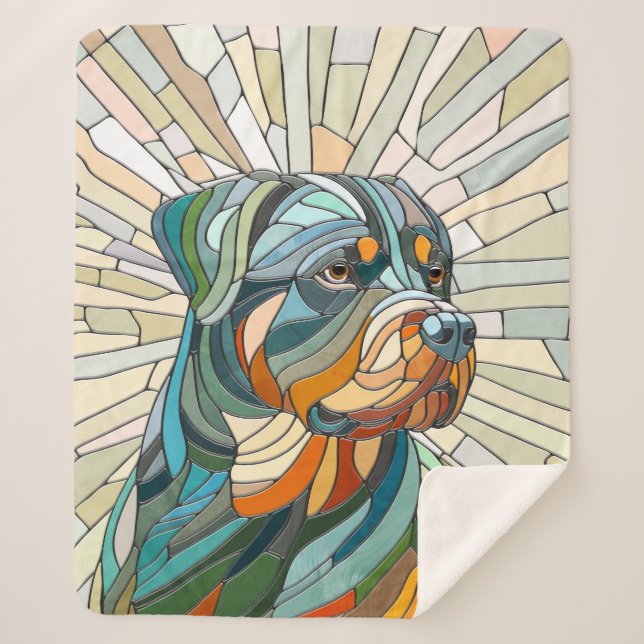 Manta Sherpa Perro Rottweiler - arte de mosaicos (Anverso)