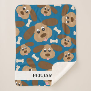 Manta Sherpa Perro sonriente con orejas grandes personalizado