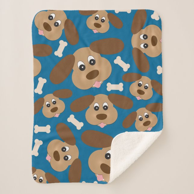 Manta Sherpa Perro sonriente lindo con los oídos grandes (Anverso)