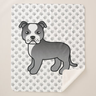 Manta Sherpa Perro Staffordshire Bull Terrier azul y blanco
