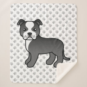 Manta Sherpa Perro Staffordshire Bull Terrier negro y blanco