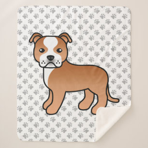 Manta Sherpa Perro Staffordshire Bull Terrier Rojo Y Blanco