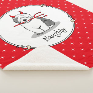 Manta Sherpa Perro travieso viejo inglés malvado (gris 1)