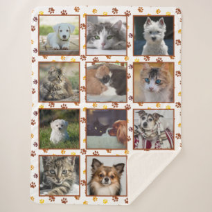 Manta Sherpa Perros Gatos Pinta Imprime Collage de fotos Person