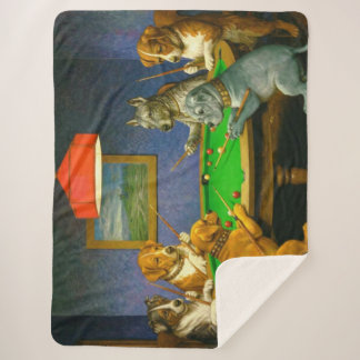 Manta Sherpa Perros jugando billar snooker broma divertida