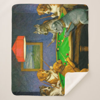 Manta Sherpa Perros jugando billar snooker broma divertida