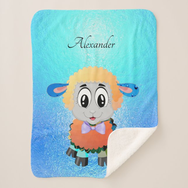 Manta Sherpa Personalidad personalizada de cordero para bebé, d (Anverso)