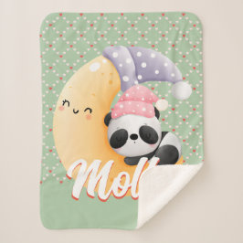 Manta Sherpa Personaliza el nombre del bebé de Panda durmiente
