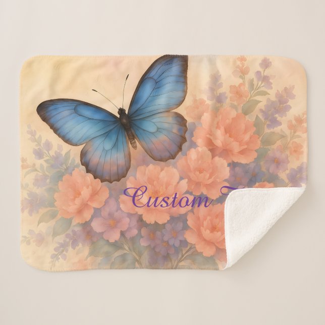 Manta Sherpa Personalizable Cosmopolita acuarela y floral (Anverso (horizontal))