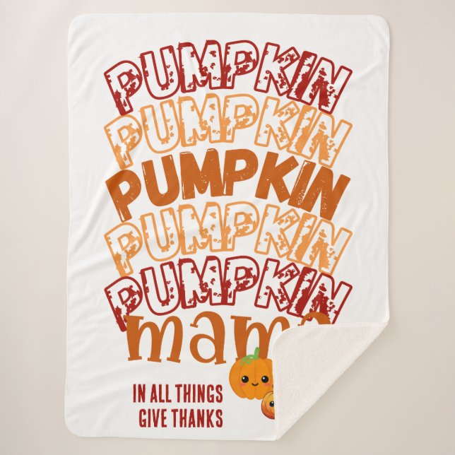 Manta Sherpa Personalizable de Acción de Gracias PUMPKIN MAMA (Anverso)