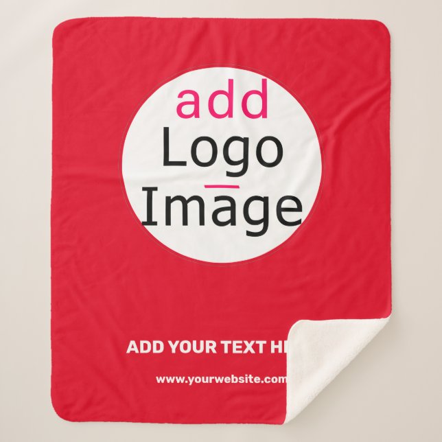 Manta Sherpa Personalizable de Moda de negocio Vivid Red Minima (Anverso)
