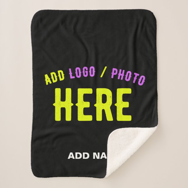 MANTA SHERPA PERSONALIZABLE MODERNO ESTILO NEGRO VERIFICADO MAR (Anverso)