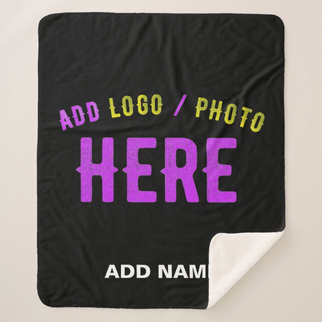 MANTA SHERPA PERSONALIZABLE MODERNO ESTILO NEGRO VERIFICADO MAR (Anverso)