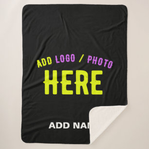 MANTA SHERPA PERSONALIZABLE MODERNO ESTILO NEGRO VERIFICADO MAR