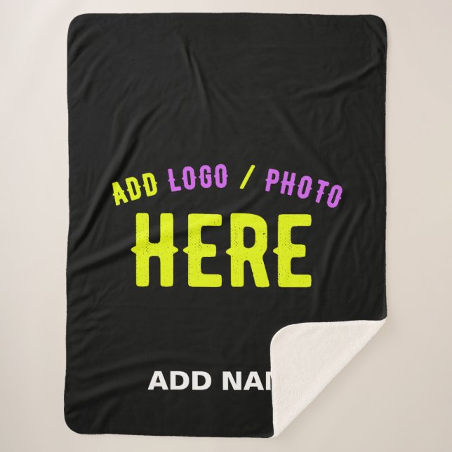 MANTA SHERPA PERSONALIZABLE MODERNO ESTILO NEGRO VERIFICADO MAR (Anverso)