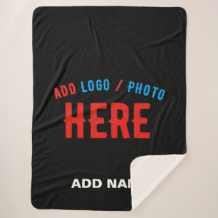 MANTA SHERPA PERSONALIZABLE MODERNO ESTILO NEGRO VERIFICADO MAR