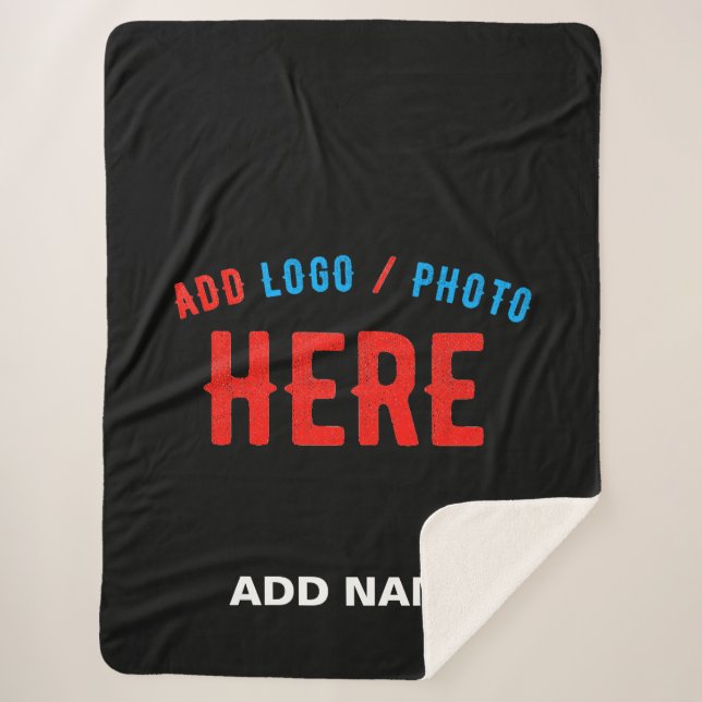 MANTA SHERPA PERSONALIZABLE MODERNO ESTILO NEGRO VERIFICADO MAR (Anverso)